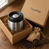 Boîte à café hermétique en acier inoxydable, récipient de stockage de grains de café, conteneur scellé avec couvercle et cuillère pour le garde-manger de la cuisine