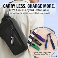 Charger Cepat 65W Grosir Tipe C 4-in-1 Gantungan Kunci LED Layar Digital Kabel Charger Kabel Data Charger Portabel untuk Ponsel Pintar
