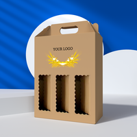 Boîte en Carton Ondulé Personnalisée pour Bouteilles de Vin (3/6 Packs), Jus, Boisson ou Café avec Poignée