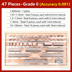 Sınıf 0 yüksek hassasiyetli paslanmaz çelik 50mm/100mm ölçer blok sürmeli kumpas mikrometre kalibrasyon için Set kalınlığı standartları - Product Image 4