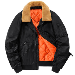 Blouson d'hiver matelassé en coton pour homme, style aviateur américain, robuste, en nylon épais, col montant amovible - Product Image 3