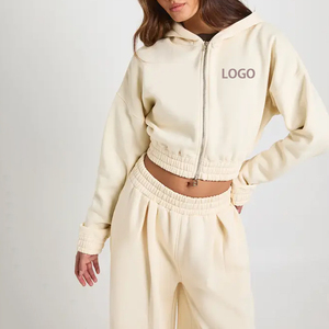 Survêtement décontracté personnalisé avec impression 3D, broderie, sweats à capuche courts et pantalons de jogging coupe ample - Product Image 1