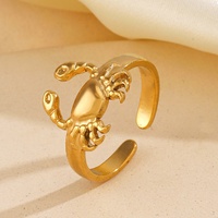 Pas de décoloration résistant au ternissement en acier inoxydable crabe cluster anneau réglable mode bijoux incrustation réglage CNAS certifié marque-IS
