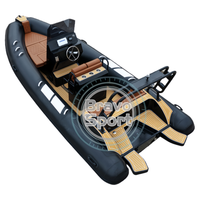 Bateau pneumatique semi-rigide de luxe en aluminium noir de 5,8 m (19 pieds) en PVC Hypalon, modèle 580, le plus vendu