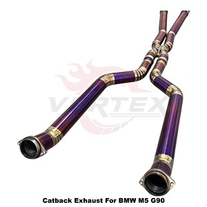 ท่อไอเสียแบบ Catback รุ่น Vortex Purple Titanium พร้อมวาล์วควบคุม และปลายท่อคาร์บอนแบบ Quad สำหรับ BMW M5 G90 4.4T V8 ปี 2025 ชุดอุปกรณ์เพิ่มสมรรถนะแบบ Bolt-On - Product Image 4
