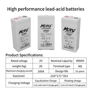 Batterie Gel à Décharge Profonde Sans Entretien 2V400Ah – Batteries au Plomb-Acide Fiables pour Alimentation de Secours Solaire, Serveur, Onduleur, Télécom, Chariot de Golf - Product Image 2