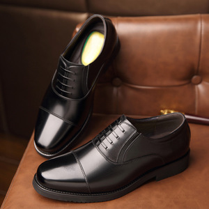 Men's Leather <b>Height</b> <b>Increasing</b> Shoes Round Toe One Kick Closure Formal Wear - Product Image 2