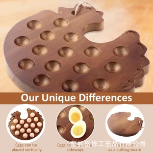 Bandeja de madera para huevos, forma irregular, 18 agujeros, estante de almacenamiento de cocina para huevos y aperitivos - Product Image 2