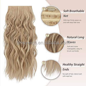 Extensions de <span class=keywords><strong>cheveux</strong></span> à clips 4 pièces longues ondulées épaisses avec mèches Extensions de <span class=keywords><strong>cheveux</strong></span> synthétiques à clips pour femmes - Product Image 5