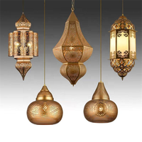 Lampe à Suspension Dorée Créative Style Marocain Lustres de Luxe Led Suspension pour Restaurant