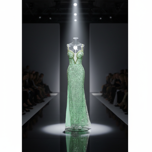 AO2249-5 Vestido Largo Glamuroso en Color Menta Suave con Colocación Estratégica de Pedrerí<span class=keywords><strong>a</strong></span> - Product Image 1