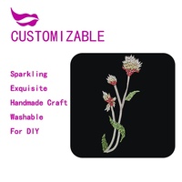 Applique brodée multicolore en strass pour tige de fleur, patch créatif DIY, décoration colorée, fait main, en plastique et verre, lavable