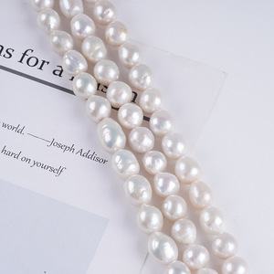 Collier semi-fini en perles d'eau douce naturelles blanches de 11 à 13 mm, en gros, pour la fabrication de bijoux DIY - Product Image 5