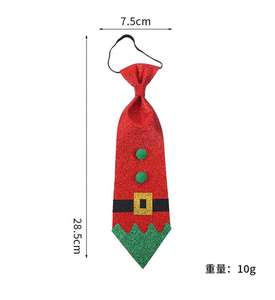 Cravate de Noël à paillettes en tissu scintillant, motif fantaisie rouge et vert style Père Noël, pour décoration de scène et performance - Product Image 6