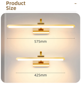 Lumière de vanité LED à finition métallique moderne, lumière de miroir de maquillage murale à intensité réglable avec éclairage haute définition pour salle de bain - Product Image 2