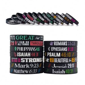 Bracelet biblique chrétien inspirant de haute qualité, bracelets en silicone pour hommes et femmes, Évangile de Jean, personnalisable - Product Image 4