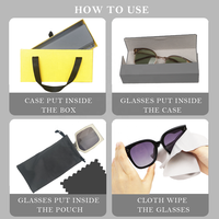 Ensemble d'emballage de luxe pour lunettes de soleil et de vue, comprenant un sac en papier, une boîte en carton semi-rigide, logo personnalisé XUZE PB-1034