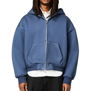 Blank Plain Luxury High Quality Oversized Pullover Hoddie 500gsm 600gsm Drop Shoulder Double <b>Zip</b> <b>up</b> <b>Hoodie</b> Manufacturer - Product Image 1