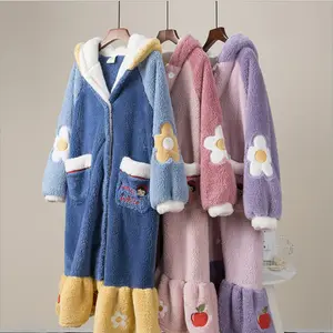 2024 Fashion Cute Beauty Cartoon Flannel Women Bathrobe Sleepwear Soft Skin Comforter Bath Pajamas Clothing