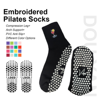 Chaussettes de sport professionnelles d'été, mi-mollet, rayées, antidérapantes, pour le yoga, avec technique de tricotage au bas