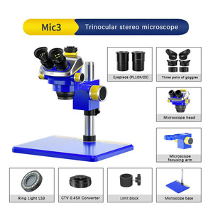 <span class=keywords><strong>Microscopio</strong></span> Estéreo Trinocular Mic3 7X-50X (3.5X-270X Expandible) Función de Zoom Continuo, Equipado con 45 °   Ángulo de Inclinación - Product Image 3