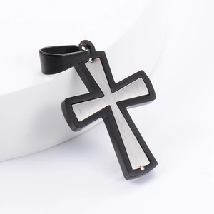 Ciondolo a Croce con Foglia in Acciaio Inossidabile per Uomo e Donna, Colore Argento e Oro, Gioielli Religiosi da Regalo - Product Image 5