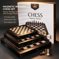Nouvel ensemble d'échecs magnétique en bois de qualité supérieure, échecs de table en bois de haute qualité avec rangement à tiroir, jeu d'échecs éducatif, jeu de société