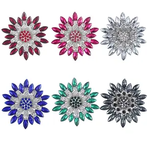 Fashion Shiny Rhinestone Party Dress Brooch Flower Crystal Brooch for Women