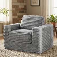 Canapé monoplace en tissu, compressé sous vide, entièrement déhoussable et lavable, avec mousse, design monobloc, style moderne et minimaliste, pour villa, transfrontalier
