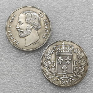 Pièces de monnaie commémoratives de style antique de 5 francs de <span class=keywords><strong>France</strong></span> de <span class=keywords><strong>1871</strong></span>, cadeaux, décoration de la maison - Product Image 1