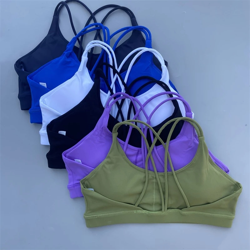 Solid Color Cross Back Soft High Strength Earthquake Resistance Athletic Underwear Women Fitness Sports Bra