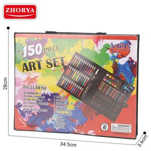 ชุดเครื่องมือวาดภาพสำหรับเด็ก Zhorya 150 ชิ้น พร้อมดินสอสี ดินสอสีไม้ สีน้ำ และปากกา - Product Image 6