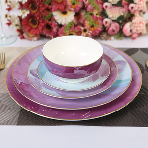 <span class=keywords><strong>2021</strong></span>ขอบทองพรรคบนโต๊ะอาหารจานแต่งงานเป็นกลุ่มที่ดีที่สุดสีขาวกระดูกจีนชุดอาหารค่ำ - Product Image 1