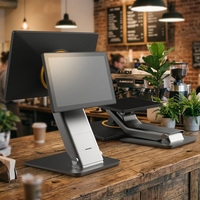 Sistema POS Todo en Uno WUXIN Premium de Aluminio de 15.6/17/15 Pulgadas con Pantalla Táctil Dual Android EPOS para Comercio Minorista y Hostelería Totem
