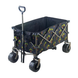 Chariot de jardin/chariot de plage pliable en acier pour extérieur avec sac de rangement, équipé d'un porte-outils/porte-boissons, conception étanche à quatre roues - Product Image 6