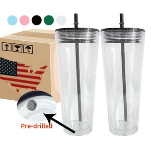 US Warehouse Free Shipping 24oz Double Wall Plastic Coffee <b>Cup</b> Glitter Snow Globe Blank Tumbler Sold by case Reusable <b>Cups</b> - Product Image 2