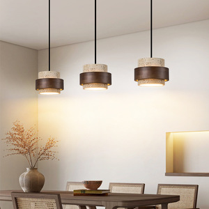 Vintage Pendant <b>Light</b> Round Led E26 Single Head Home <b>Lighting</b> Fixture Yellow Travertine Wabi Sabi Style - Product Image 4