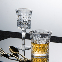 Flûtes à champagne en cristal, verres à eau, gobelets à vin rouge vintage avec motif diamant en relief, ensemble de verres pour événements de mariage