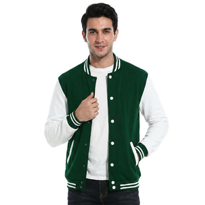 Veste de baseball vintage décontractée pour homme, conçue sur mesure, en toile, avec manches en cuir, patch en chenille brodé, style universitaire - Product Image 1