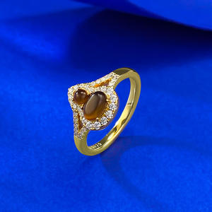 Nouvelle bague en argent S925 avec pierre œil de tigre, forme de <span class=keywords><strong>gourde</strong></span>, bague de contour, style tendance et polyvalent pour femmes - Product Image 4