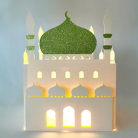   Ensemble de 6 décorations en carton DIY pour enfants, cadeaux Eid Mubarak, en forme de mosquée, avec paillettes