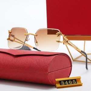 2026 Famous Brand HK6869 Designer Unisex <b>Sunglasses</b> Frameless Metal Optical Lenses UV Protection Square Shape Travel Use - Product Image 2