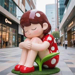 Sculpture d'art en fibre de verre grande taille CS065, thème chat de dessin animé, résistante à l'eau et au soleil, longue durée, pour parcs à thème et statues de repères urbains - Product Image 3