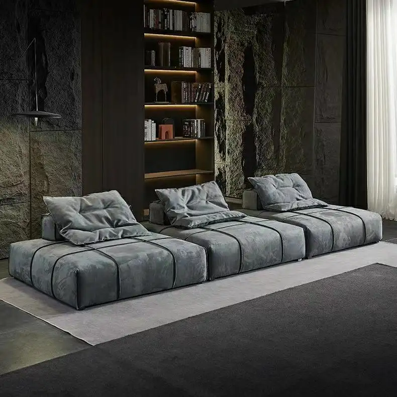 Nordic sofa bagian bentuk l dengan set sofa Modular Ottoman kombinasi beludru ruang tamu furnitur