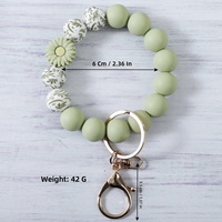 Bracelet porte-clés en silicone Daisy, fait main, imprimé, perles en silicone, pendentif porte-clés, cadeau, vente directe usine