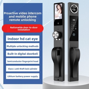 Cerradura Inteligente de Aleación de Aluminio Tallada con CNC, Reconocimiento Facial, Desbloqueo por Huella Dactilar, Monitoreo Activo, Ojo de Gato Visual, Modelo de Estilo Europeo - Product Image 1