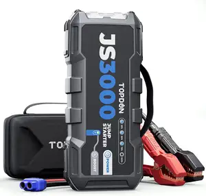 TOPDON JS3000 12v 3000a peak current power pack booster battery flashlight jump starter kit 28000 mah for big cars