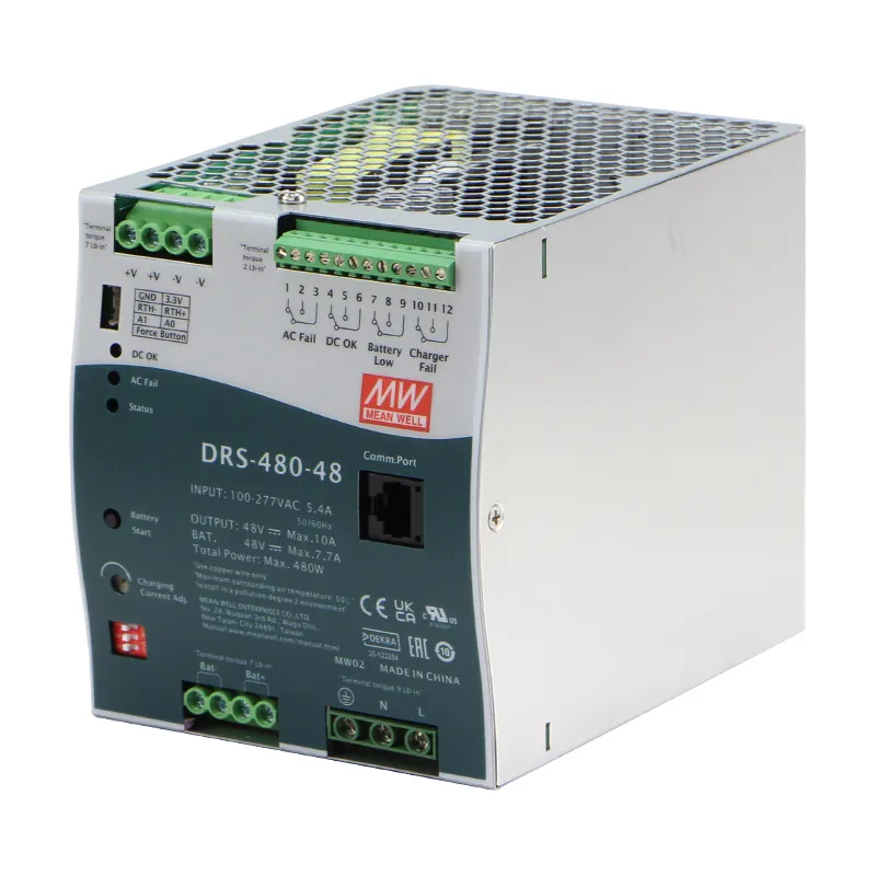 Meanwell DRS-480-48 480W 48V 24V 36V AC/DC الدين السكك الحديدية نوع الأمن امدادات الطاقة