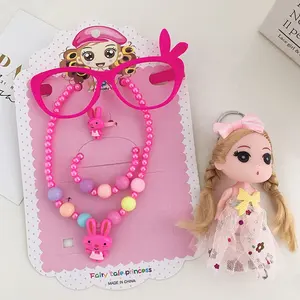 Hotselling pearl necklace kids bracelet ring set glasses for kids