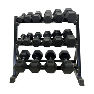 Haltères en caoutchouc fixe noir, équipement de gymnastique, 20 kg, hexagone, en <span class=keywords><strong>fonte</strong></span>, 2.5 - Product Image 6